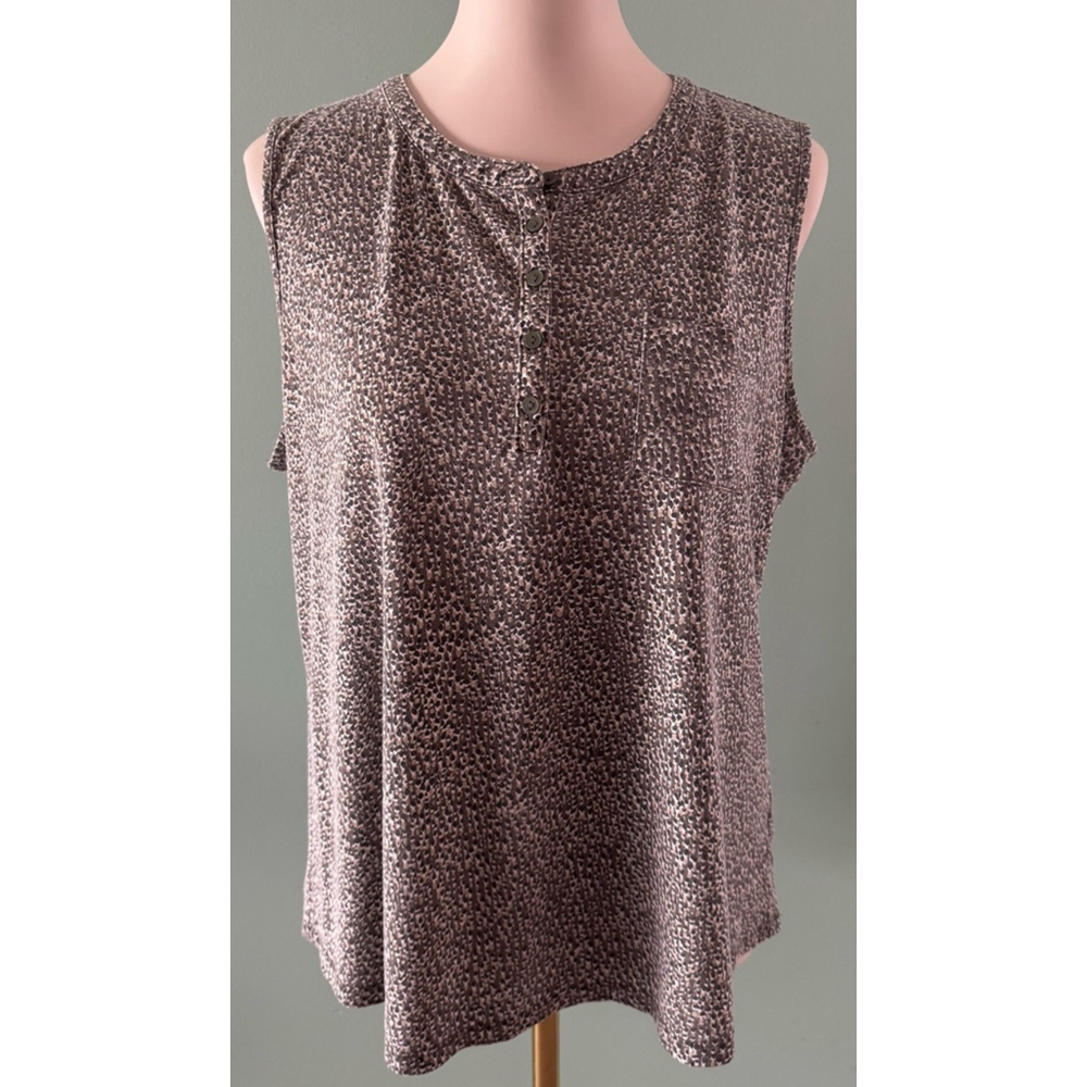 Women's Liz Claiborne Top XL Gray Beige Sleeveless